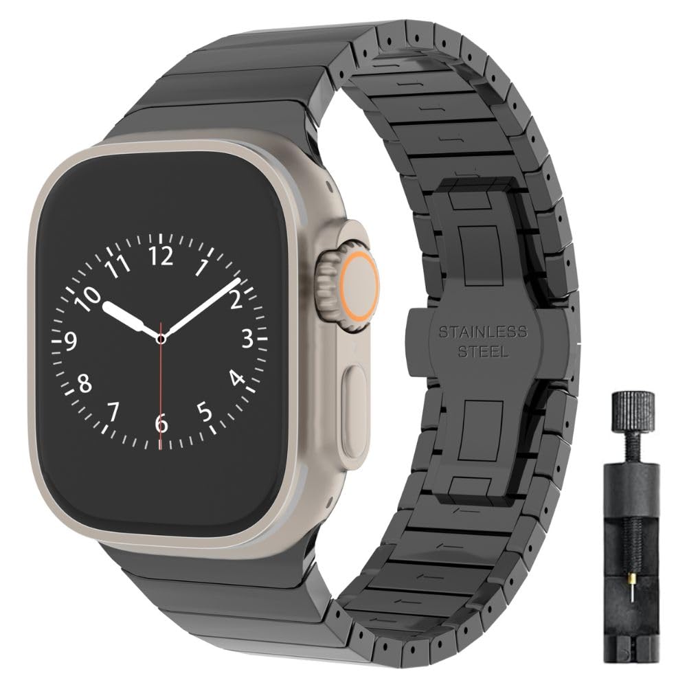 Black Stainless Steel Apple Watch Band – Classic Business Metal Strap