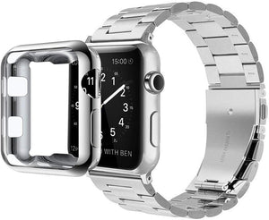 Wide Link Stainless Steel Apple Watch Band with Case
