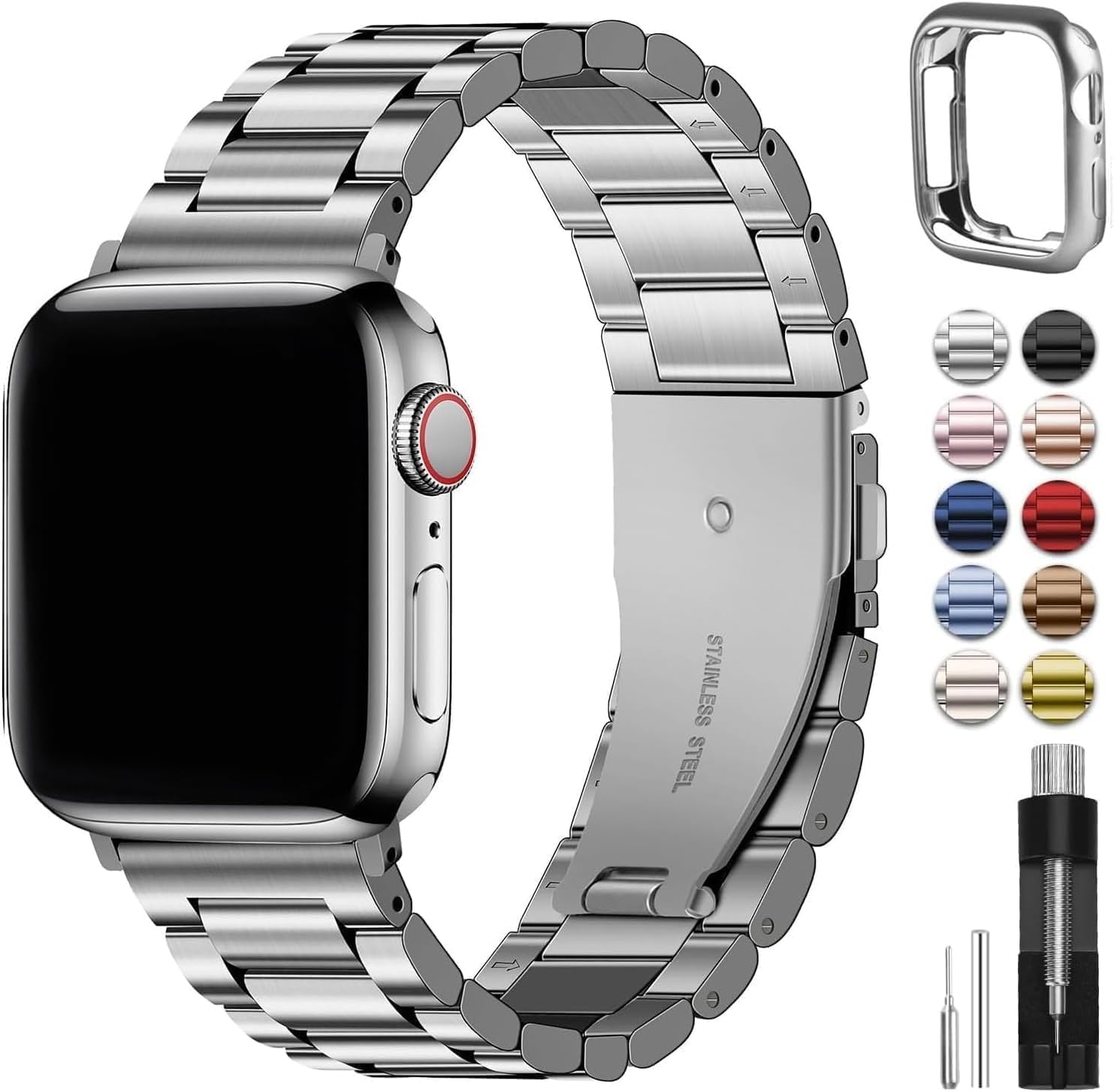 Metal Apple Watch Band with Case